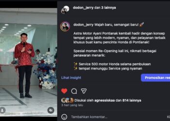 Astra Motor Ayani Pontianak kembali hadir dengan konsep tempat yang lebih modern, nyaman, dan pelayanan terbaik khusus buat kamu pencinta Honda di Pontianak! Spesial momen Re-Opening kali ini, nikmati berbagai penawaran menarik: