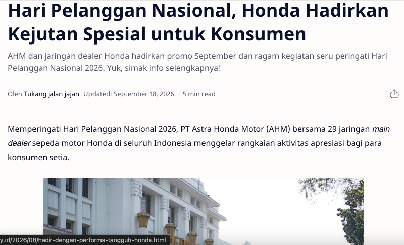 Beli Motor Honda Bekesempatan Mendapatkan Berbagai Hadiah Undian