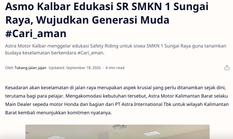 Asmo Kalbar Edukasi SR SMKN 1 Sungai Raya, Wujudkan Generasi Muda #Cari_aman