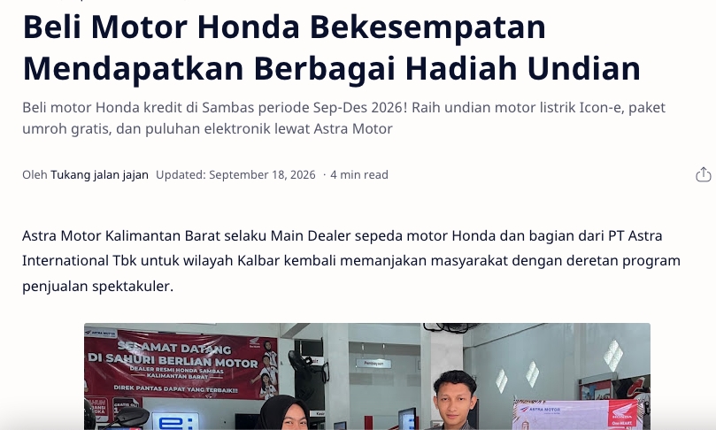 Beli Motor Honda Bekesempatan Mendapatkan Berbagai Hadiah Undian