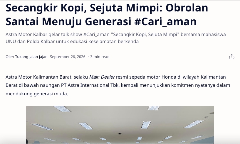 Secangkir Kopi, Sejuta Mimpi: Obrolan Santai Menuju Generasi #Cari_aman