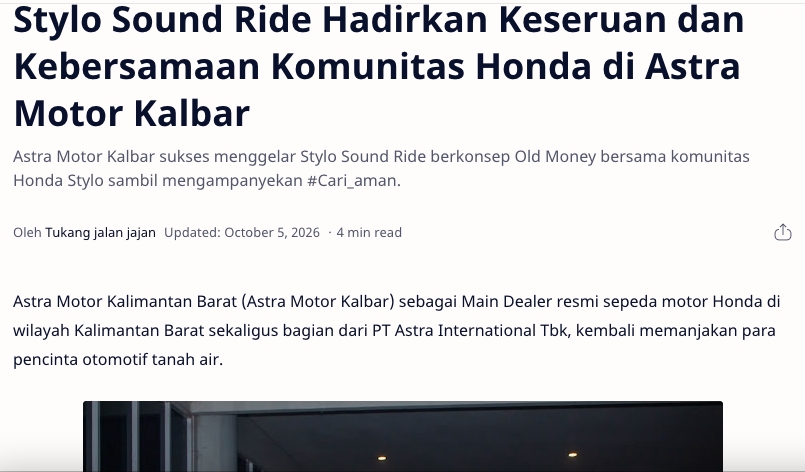 Stylo Sound Ride Hadirkan Keseruan dan Kebersamaan Komunitas Honda di Astra Motor Kalbar