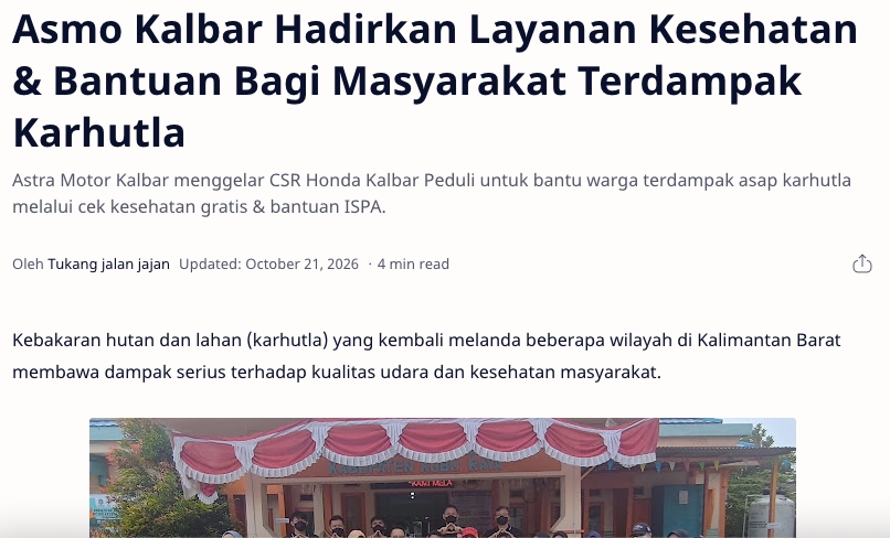 Asmo Kalbar Hadirkan Layanan Kesehatan & Bantuan Bagi Masyarakat Terdampak Karhutla