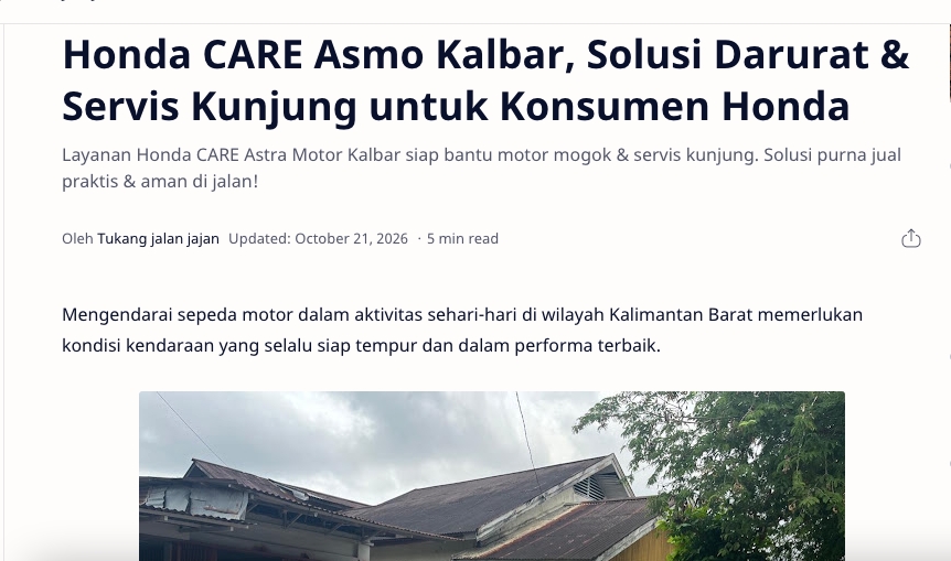 Honda CARE Asmo Kalbar, Solusi Darurat & Servis Kunjung untuk Konsumen Honda